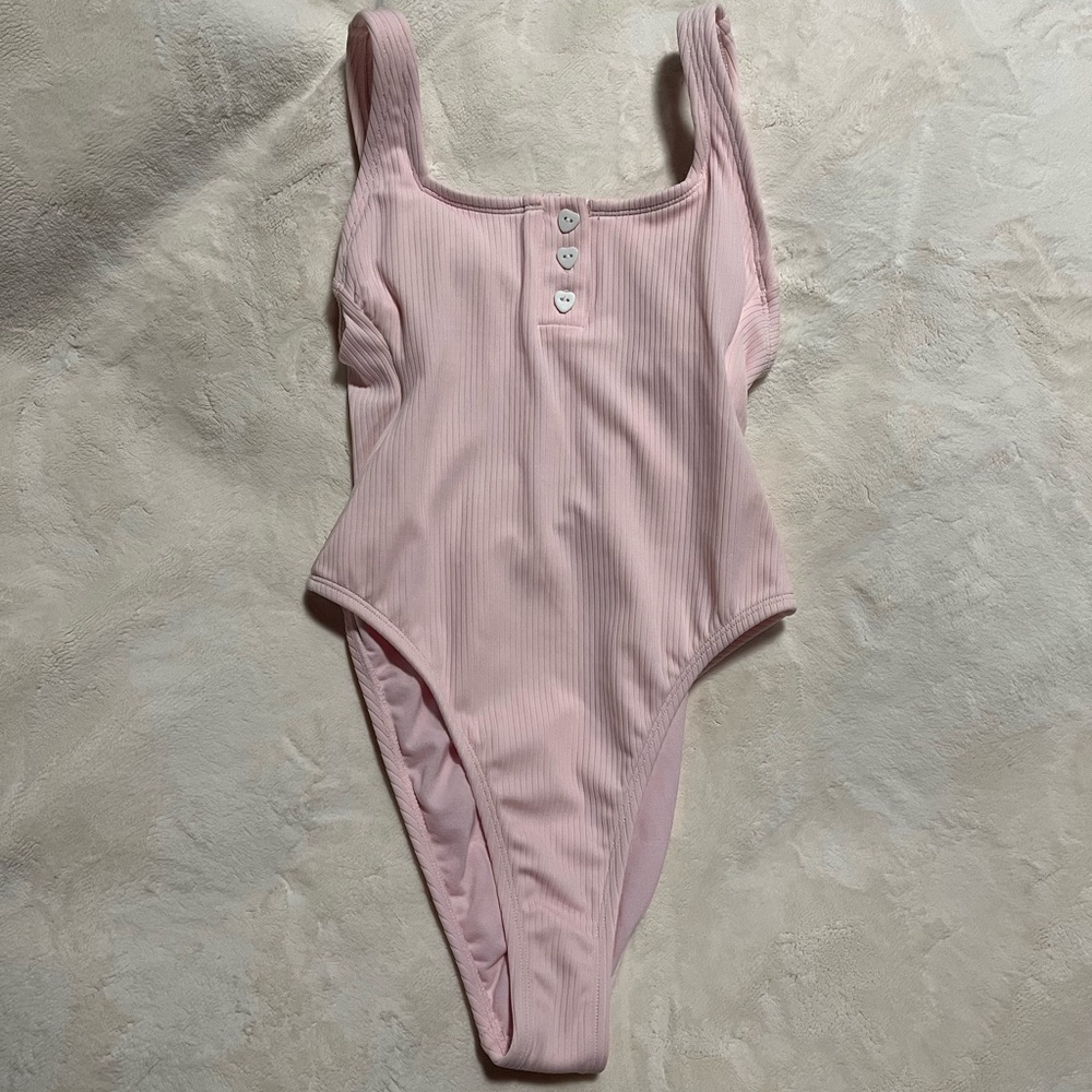 Stoney Clover Lane x Target Pink Ribbed Cheeky High Leg One Piece Swimsuit
